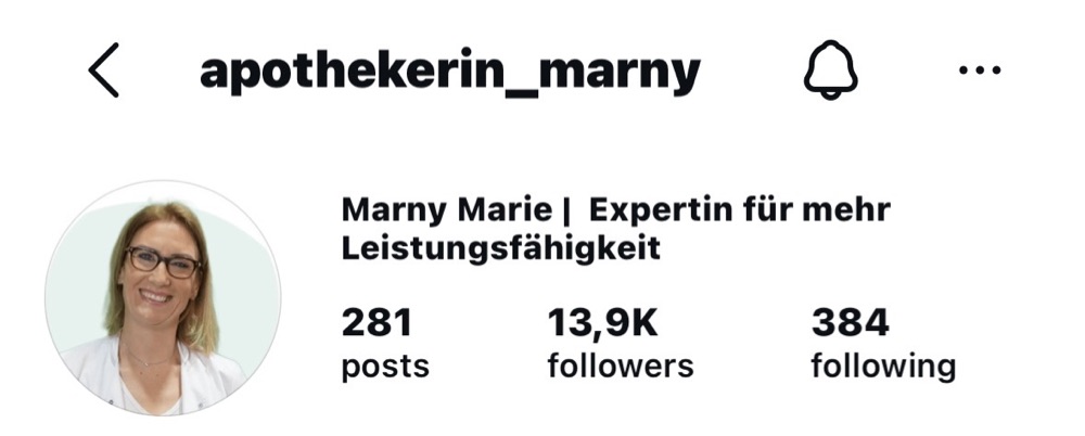 Marnys Instagram-Profil mit 13.900 Followern nach zwei Monaten