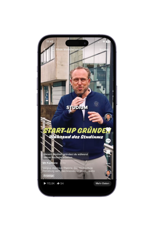 Das Video der Hochschule-Flensburg-Kampagne auf dem Smartphone