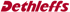Dethleffs Logo in Rot, kursiv und fett gedruckt auf weißem Hintergrund.