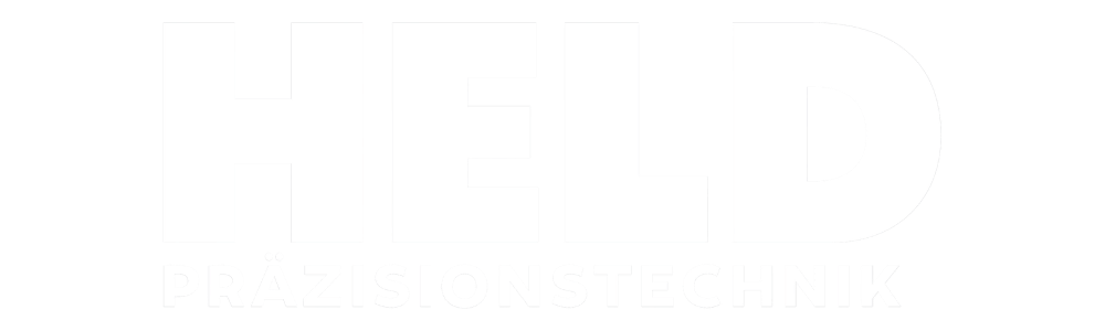 Logo der Firma HELD Präzisionstechnik in weißer Schrift auf schwarzem Hintergrund.
