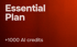 Red background with white text: "Essential Plan" and "+1000 AI credits."