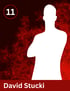 Spieler-Silhouette auf rotem Hintergrund mit Nummer 11 und dem Namen David Stucki.