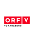 Rotes Logo mit weißer Schrift "ORF V" und darunter in Schwarz "VORARLBERG".