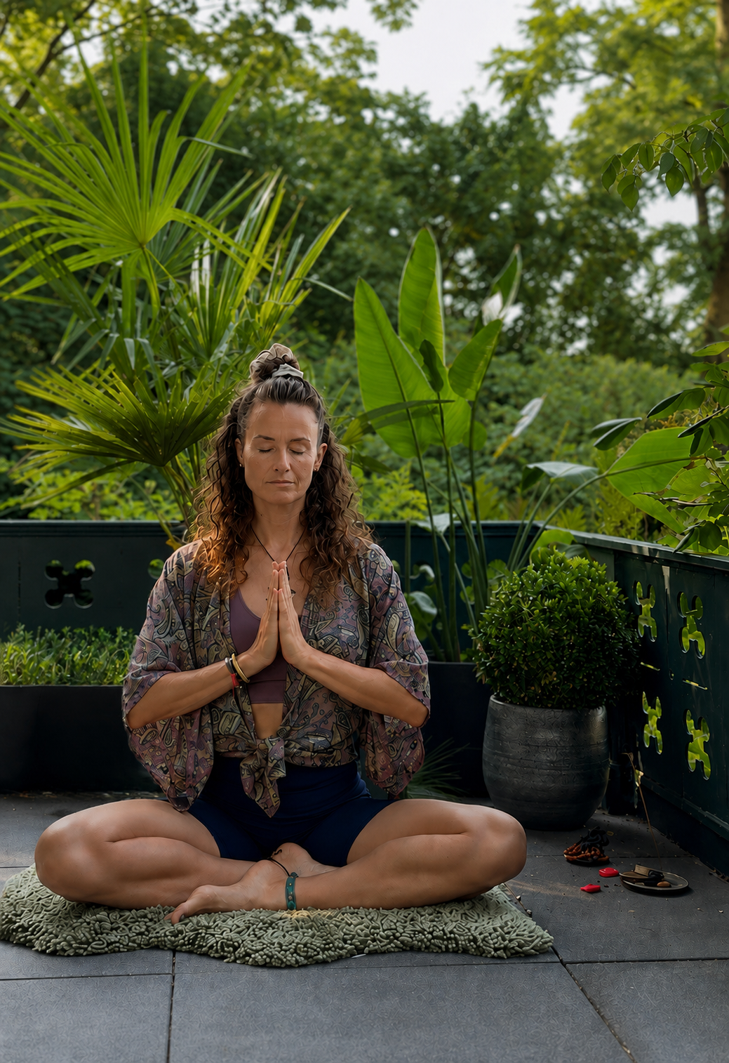 Nicole in einer sitzenden Kriya Praxis