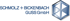 Schriftzug "SCHMOLZ + BICKENBACH GUSS GmbH" in Blau neben einem blauen Hexagon-Symbol.