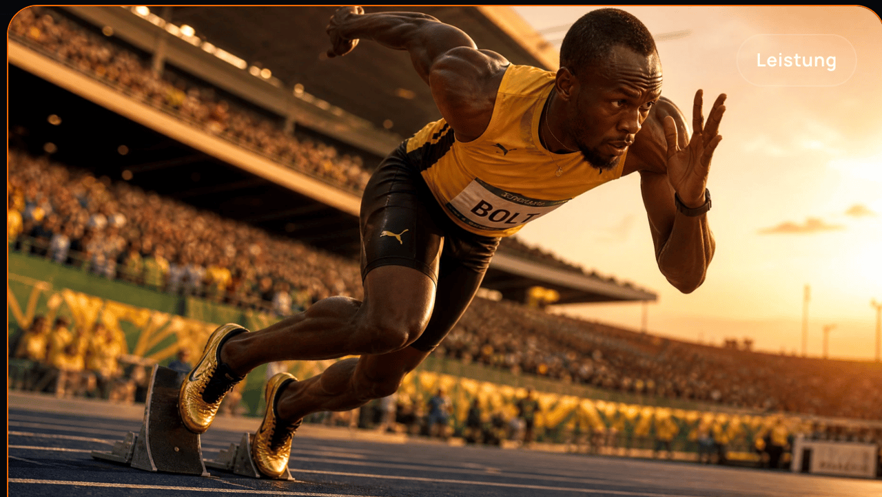 Sprinter im Stadion bei goldenem Licht