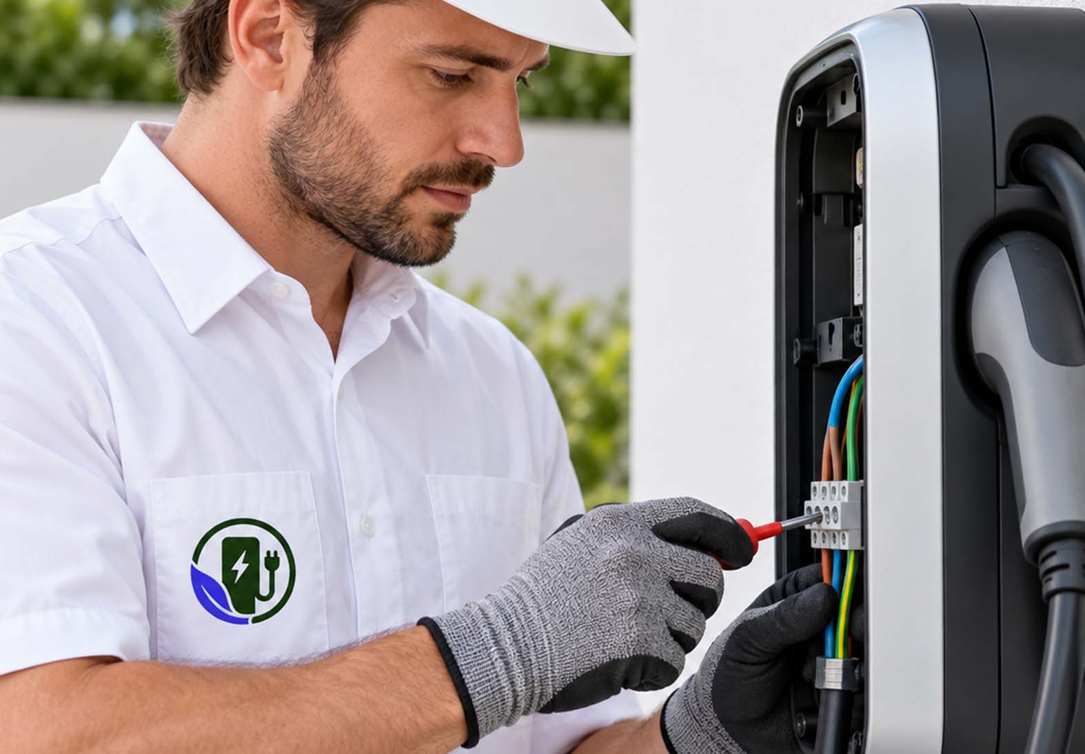 Electrician testing a residential service panel with a multimeter