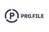 Logo für PRO.FILE: Dunkelblaues "P" in einem Kreis mit drei Unterbrechungen. Rechts daneben "PRO.FILE".