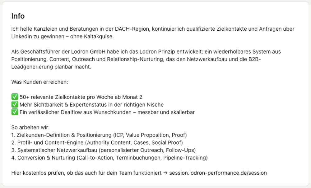 LinkedIn Infobeschreibung vonDr. Falk Hannemann