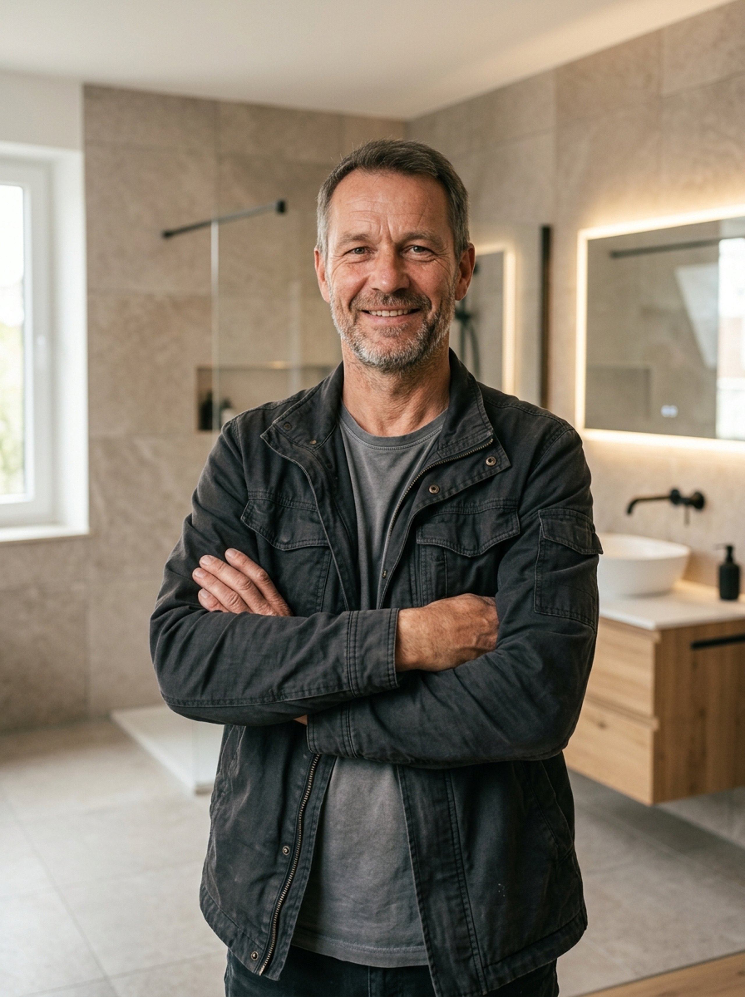 Inhaber Jens Krüger in der Badausstellung