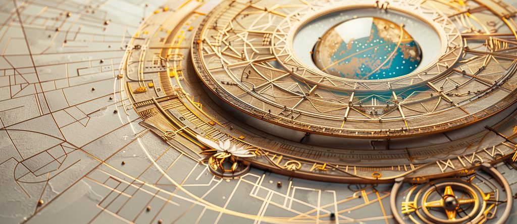 Kunstvolles Astrolabium mit goldenen Tierkreis-Gravuren