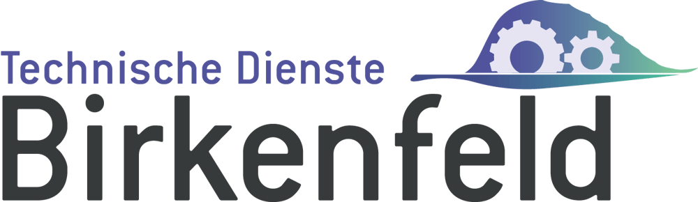 Logo von Lügde: Rote Skyline, blauer Hügel, Schriftzug "Lügde Staatlich anerkannter Erholungsort".