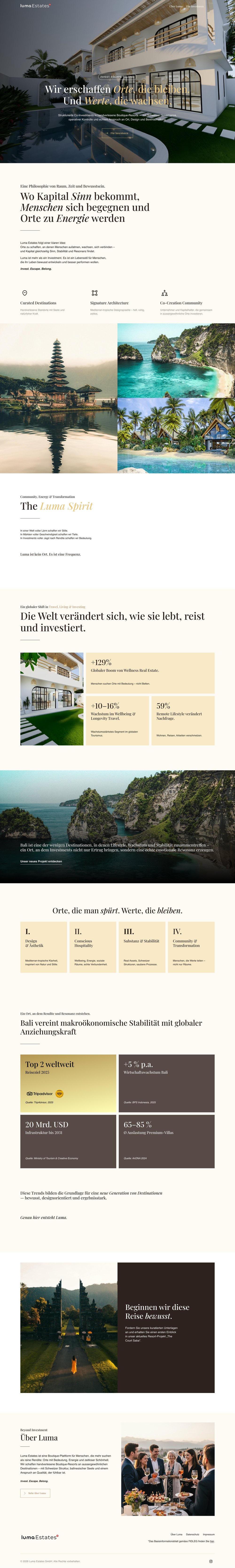 Website der Luma Estates GmbH
