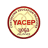 Rundes rotes und beiges Yoga Alliance YACEP-Logo mit „Continuing Education Provider“ und „yoga alliance“