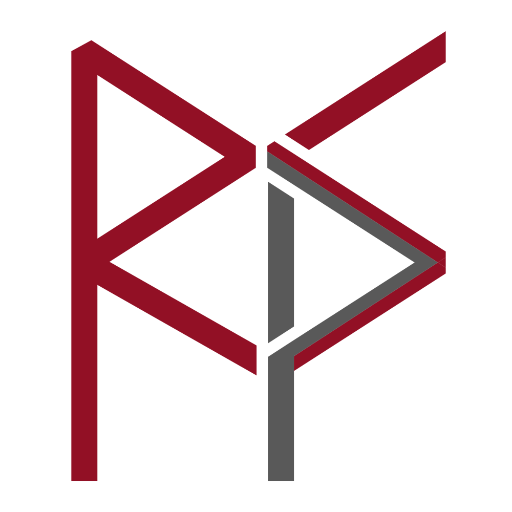 Ein rotes und graues stilisiertes Logo, das wie die Buchstaben "R" und "S" aussieht.