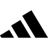 Schwarzes Adidas-Logo mit drei diagonalen Streifen auf dunkelgrünem Hintergrund.