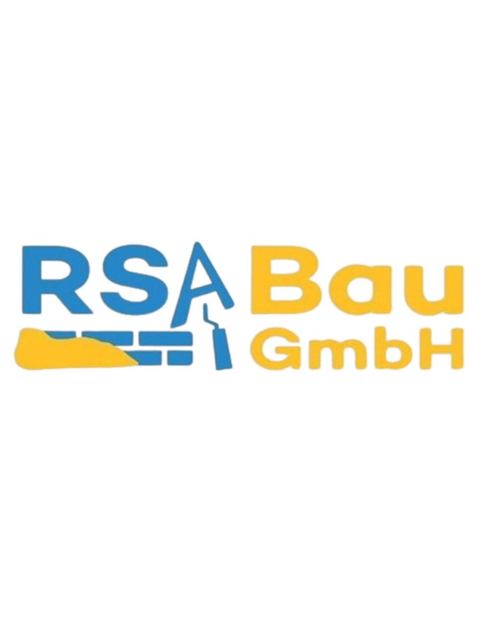 Blaues und gelbes RSA Bau GmbH Logo, das Bausteine und eine Kelle zeigt.