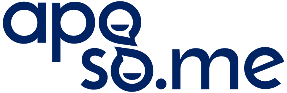Dunkelblaue Schrift auf grünem Hintergrund: "awesome" mit einem "p" und einem "q" ineinander und "so.me" darunter.