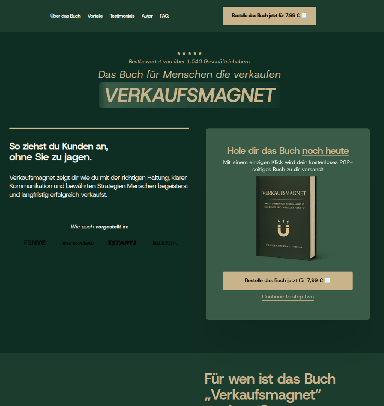 Website für das Buch Verkaufsmagnet