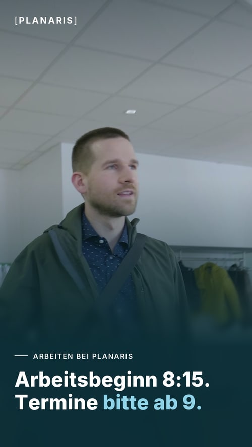 Employer-Branding-Video PLANARIS: ein Arbeitstag mit flexiblem Start um 8:15 Uhr
