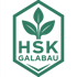 Grünes HSK GALABAU Logo mit sechseckigem Rahmen und drei Blättern.