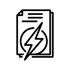 Dokumente mit einem Blitzsymbol, das Energie oder Geschwindigkeit darstellt.