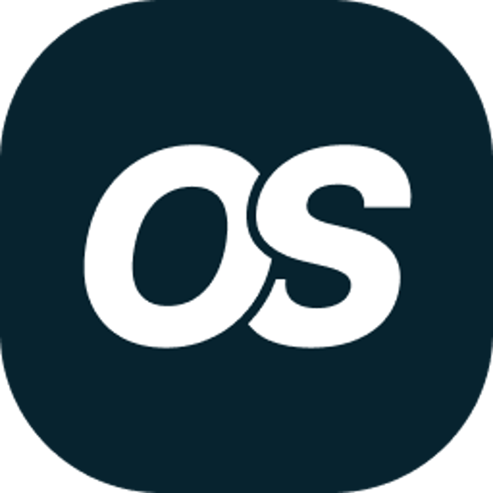 Logo mit den weißen Kleinbuchstaben "os" auf dunkelblauem, abgerundetem Quadrat.