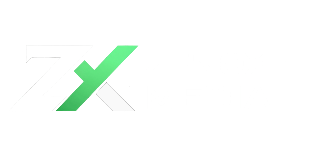 Zenox Media logo with a stylized green and white "Z" symbol.