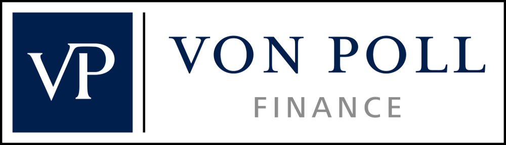 Logo von Poll Finance mit den Initialen VP in einem blauen Quadrat.