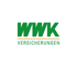 WWK Versicherungen Logo mit großem, grünem WWK und kleinerem, orangefarbenem Versicherungen
