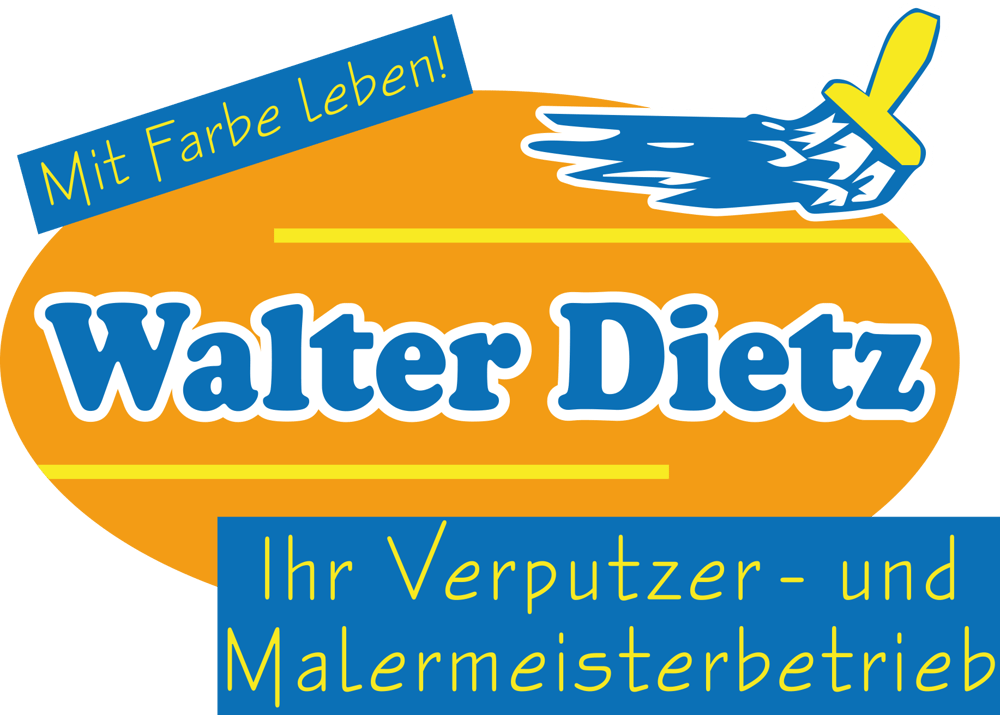 Walter Dietz: Ihr Verputzer- und Malermeisterbetrieb. Ein Pinsel streicht "Mit Farbe leben!".