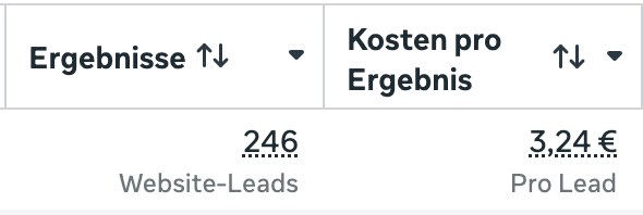 Meta Ads: 246 Website-Leads zu 3,24 € pro Lead
