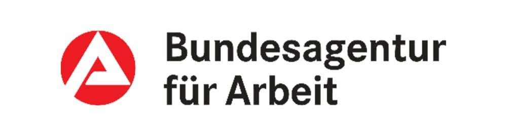 Logo der Bundesagentur für Arbeit mit rotem A-Symbol und schwarzem Text "Bundesagentur für Arbeit".