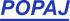 Logo von Gerüstbau Popaj mit blauer kursiver Schrift in Großbuchstaben mit einer horizontalen blauen Linie darunter auf weißem Hintergrund.