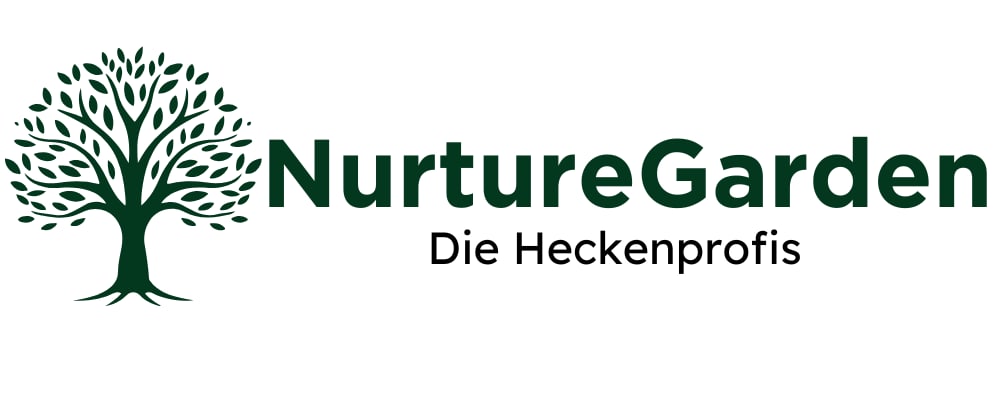 Grünes Baum-Logo neben dem Text "NurtureGarden Die Heckenprofis".