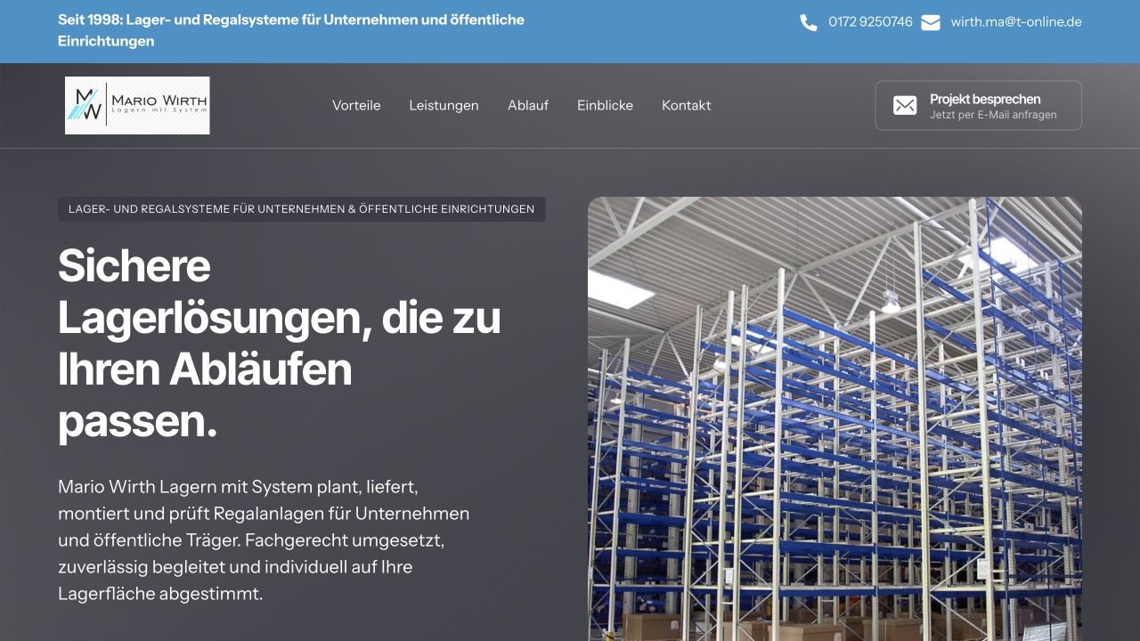 Website von Mario Wirth in einer Laptopansicht