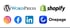 Logos von WordPress, Shopify, Instagram, Facebook, LinkedIn und Onepage.
