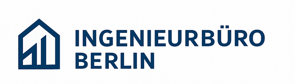 Logo: Blaues Haus-Symbol mit Balkendiagramm im Inneren, daneben der Text "INGENIEURBÜRO BERLIN".