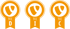 Drei orangefarbene Siegel mit TCC-Logo und den Buchstaben D, I und C.