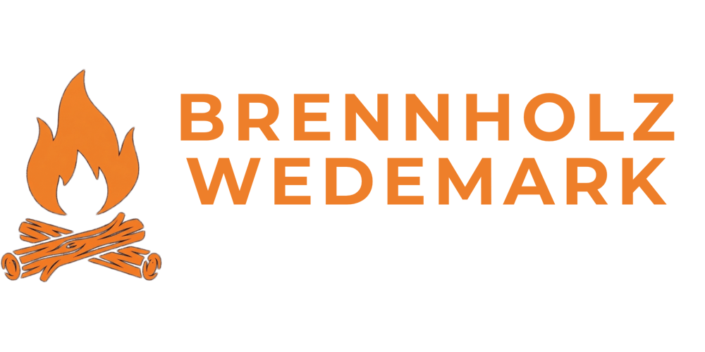 Brennholz & Kaminholz für die Wedemark & Umgebung. Logo von Brennholz Wedemark mit Flamme über Holzscheiten und dem Slogan Qualität die einheizt.