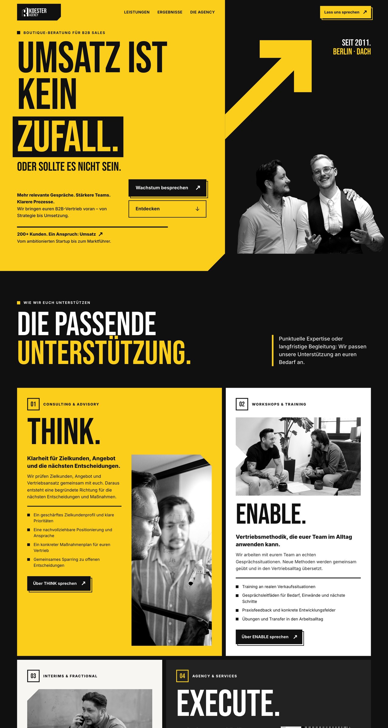 Koester Agency · Graphic Impact website, first three screens