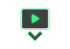 Ein graues Video-Symbol mit einem leuchtend grünen Wiedergabepfeil und einem grünen Pfeil nach unten.