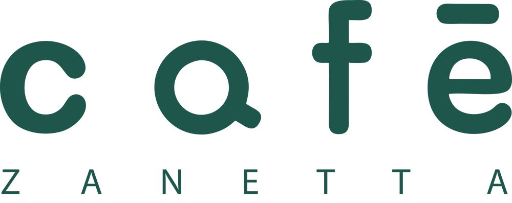 „Café Zanetta“ Logo in dunkelgrüner Schrift auf hellgrünem Hintergrund.
