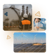 Industriearbeiter vor Chemieanlage, Laborantin mit Ampulle sowie Windkraftanlagen und Solarpaneele zur Energieerzeugung - Software für Alarm- und Gefahrenabwehrplanung - Notfall- und Krisenmanager (NKM®).