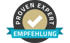 Proven Expert Empfehlung mit weißem Haken auf goldenem Kreis.