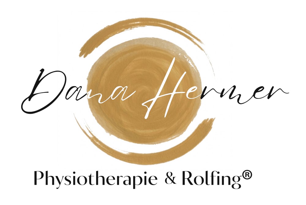 Körpergefühl. Stärke deine Mitte. Grünes Logo mit überlappenden Kreisen, die eine Blume bilden.