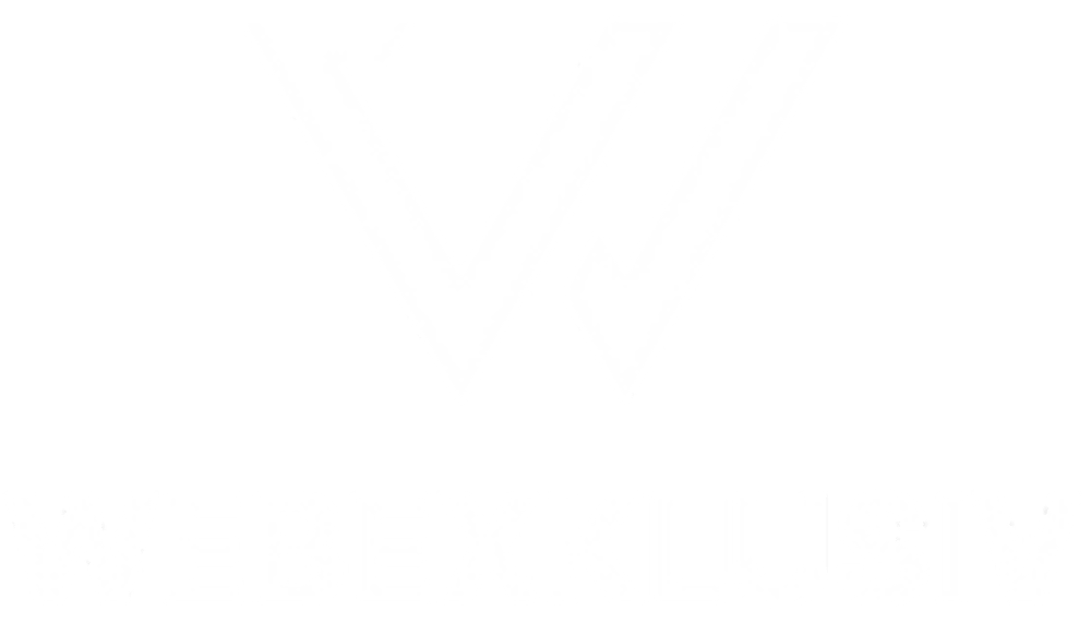Weißes "W" Logo über dem Wort "WEBEXKLUSIV" auf dunkelgrünem Hintergrund.