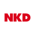 Dunkelgraues NKD-Logo auf dunkelgrünem Hintergrund.