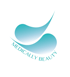 Logo von Medically Beauty mit zwei teal-blauen, tropfenförmigen Elementen und Text.