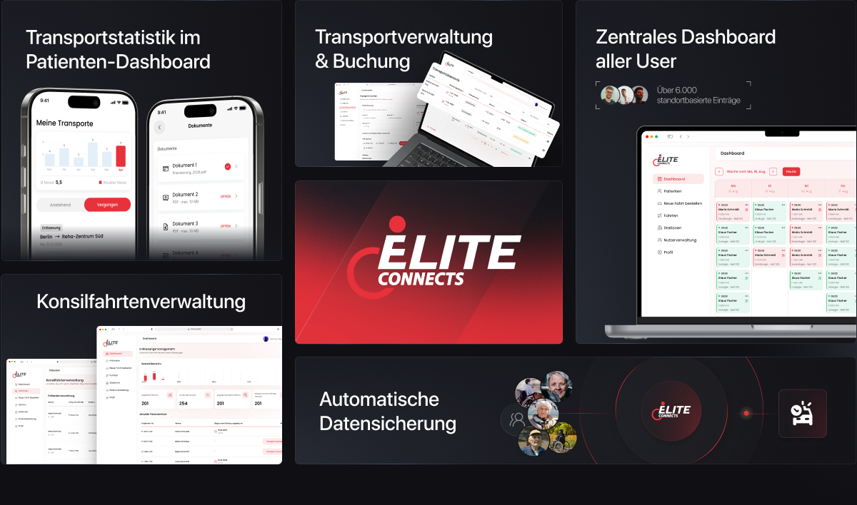 Elite Connect — App-Ansichten